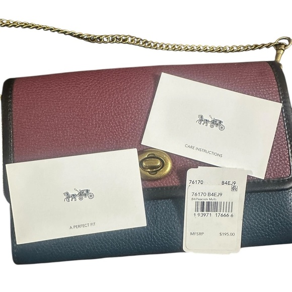 Coach Pink and Blue Crossbody Bag with Gold Chain - Picture 5 of 11